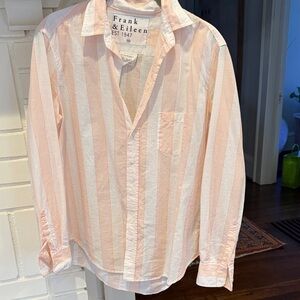 Frank & Eileen, Eileen Peach and White Striped Button-Down Shirt